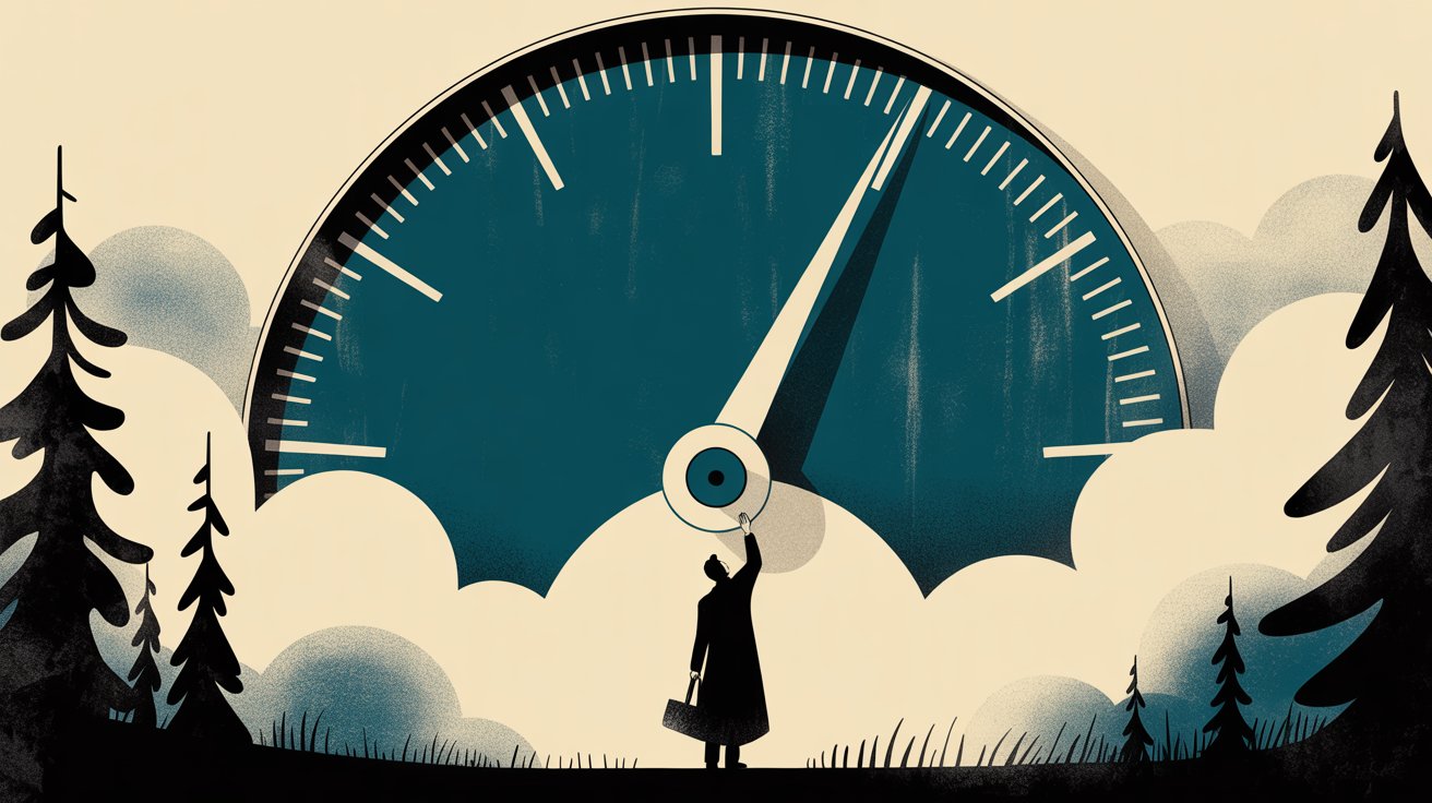 Editorial illustration of a writer calibrating a giant teal dial, representing the precision needed to use Claude Opus 4.7