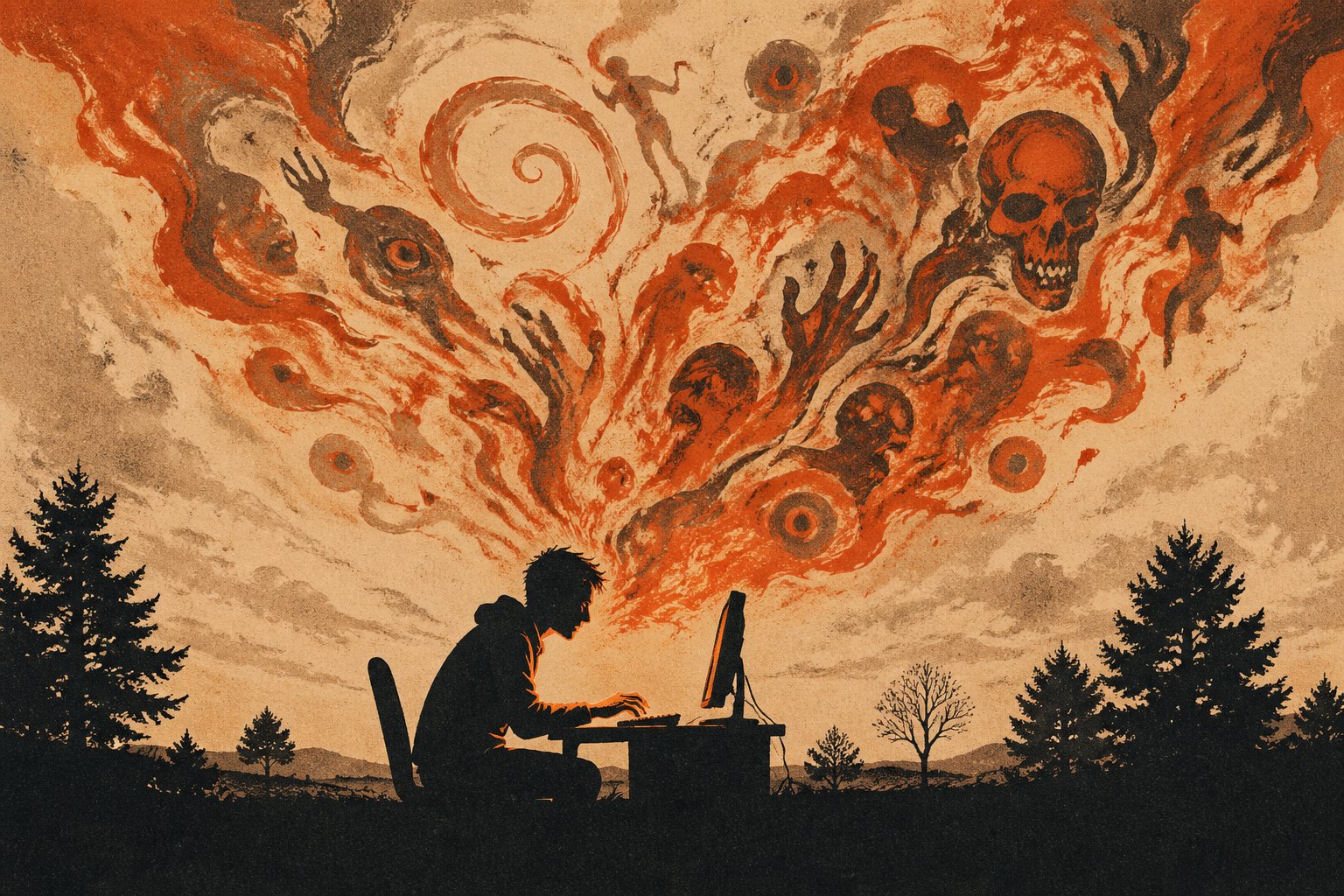 Editorial illustration evoking AI hallucination — the smartest model produces the most fabrications